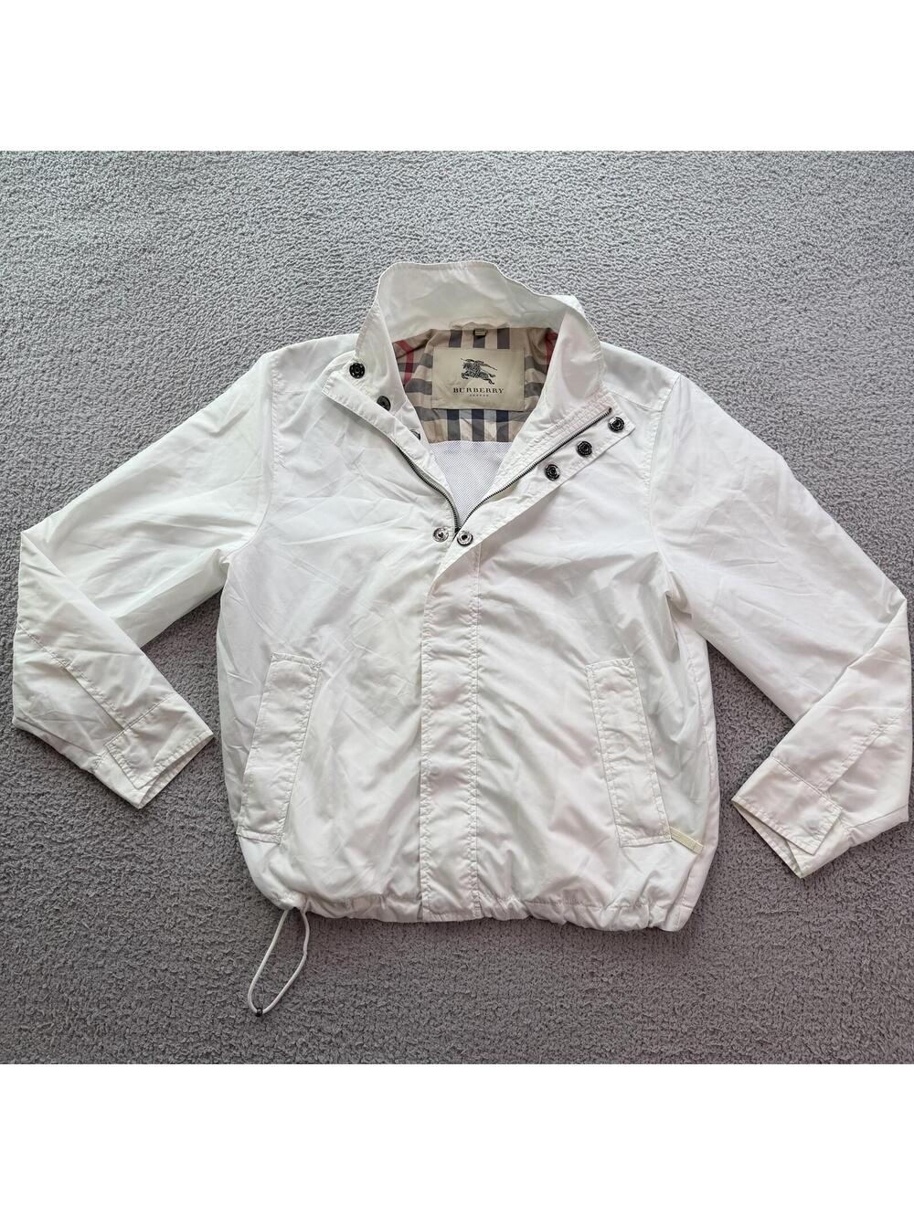 Burberry London White Nova Check Windbreaker Jacket Mens Large Full Zip